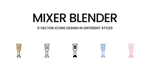 Mixer blender icons set, color line, outline, glyph, gradient line, duo tone, icon isolate white background vector stock illustration