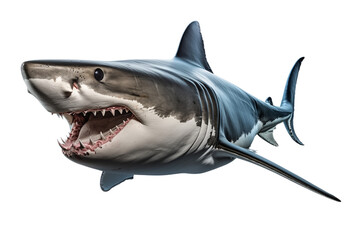 shark with opened mouth isolated on white - transparent background PNG