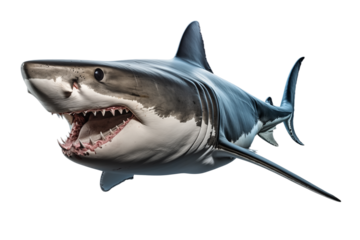 shark with opened mouth isolated on white - transparent background PNG