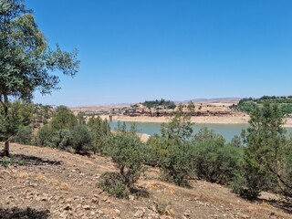 A park next to a large lake and a forest in the city of Tiaret, Algeria