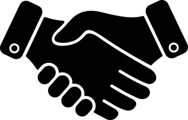 Flat icon of handshake of two hands as concept of business agreement or partnership