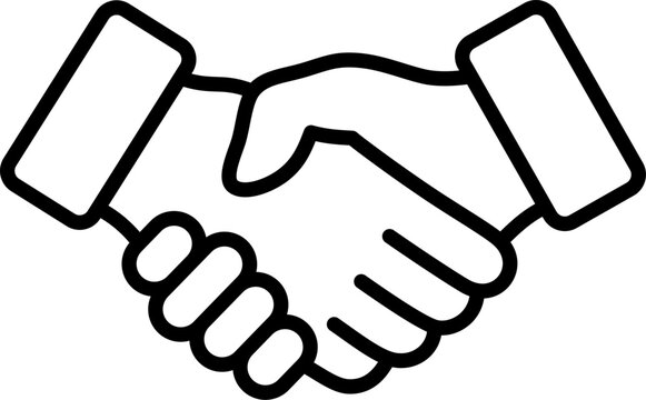 The handshake icon of two hands as concept of business trust, commitment and partnership