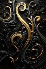 abstract background with swirls in black and gold