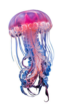 Beautiful purple and blue jellyfish - transparent background PNG