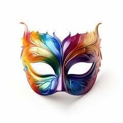 AI generated illustration of an ornately decorated masquerade mask on a white background