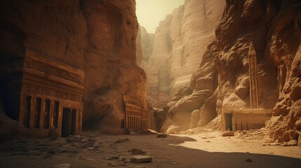 Valley of the Kings with tombs carved into rocky cliffs