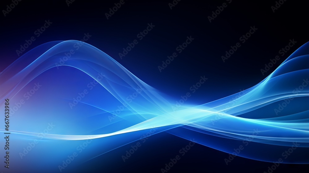 Wall mural abstract blue wavy lines on digital technology background for web design and presentation