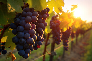 Fototapeta premium Nature sunset grapes harvest wine fruit leaf