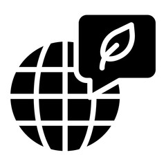 earth with leaf in speech bubble glyph icon 