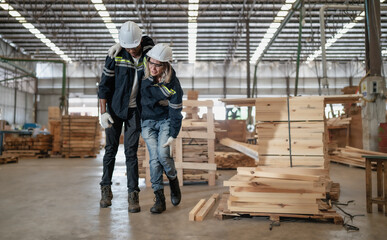 Female engineer injured from accident lying on floor crying with pain in warehouse. Male worker emergency help colleague who falling down get physical injury in workplace. Risk, dangerous in workplace