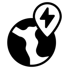 earth with lightning dualtone icon