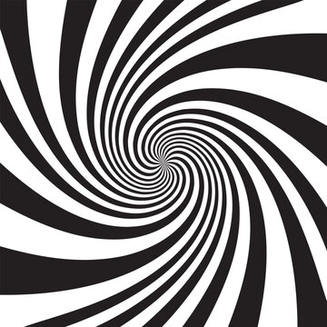 Ray twist light. Black strips isolated on white background. Radial waves line. Pattern curved. Comic spinning. Effect curves rays. Abstract concentration stripe. Cartoons style. Vector illustration © Paolo