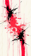Japanese-inspired seamless background with bold black and red ink strokes