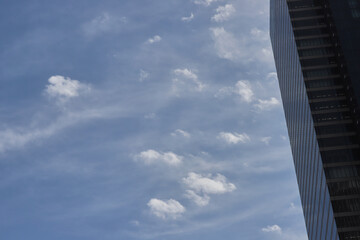 Fototapeta na wymiar 秋の青空と街の高層ビルの風景