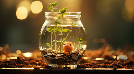Magical Fantasy Money Tree Concept of Money Investment Focused Foreground