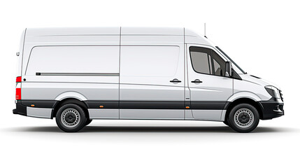 White cargo van on white background