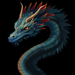 Realistic vector illustration of Dragon head. Chinese New Year 2024 horoscope symbol