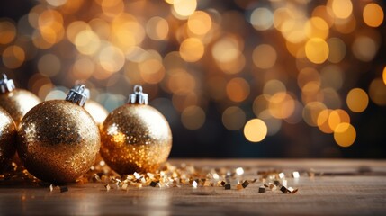 Golden Christmas glitter and bokeh background