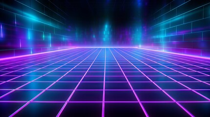 Cyberpunk style background with futuristic technology and light effects