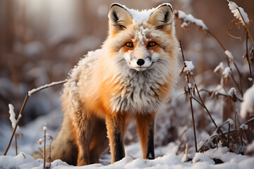 Obraz premium Fox in winter forest