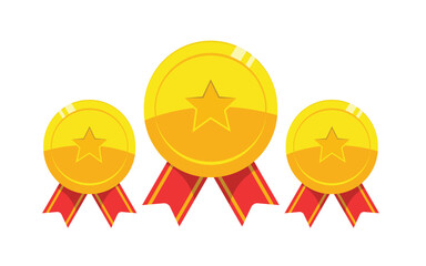 Gold silver bronze medal cartoon illustration