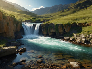 Fototapeta na wymiar Beautiful waterfall