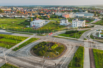 Roundabout in Kokoszki and the Gdańsk - Kaszuby route.  