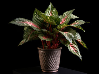 Fototapeta premium Aglaonema (Chinese Evergreen) Studio Shot Isolated on Clear Background, Generative AI