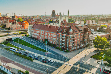 Panorama of Gdańsk - a view of Okopowa Street with the Police building.