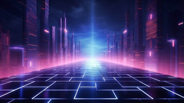 Cyberpunk style background with futuristic technology and light effects