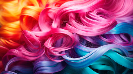 Obraz premium Horizontal multicolor hair curls. Fashion hairstyle.