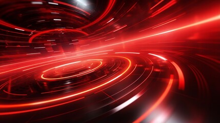 Abstract red background with dynamic curves and waves of digital technology