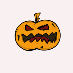 scary pumpkin face illustration design