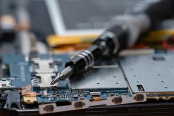 Macro shot of a tablet motherboard © Branislav Vlajic