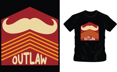 Fototapeta premium outlaw text with moustache and square vector t-shirt design editable template