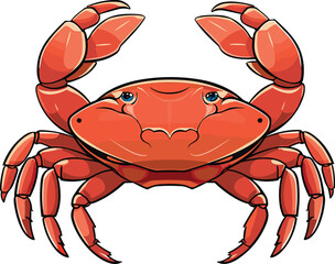 Colorful red crab vector. Sea creature shell crab icon isolated on white background