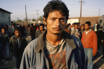 Close-up of a Young Immigrant Worker with Central American Features in the Pursuit of a New Life in America