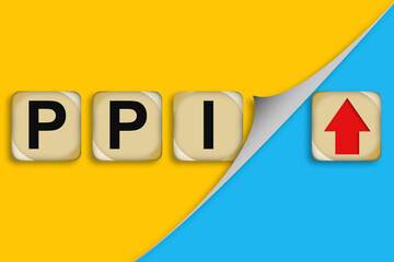 PPI Producer Price Index word with red up arrow