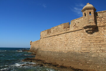 Fototapeta na wymiar Castle of San Sebastian, a fortified enclosure in Cadiz, Spain.