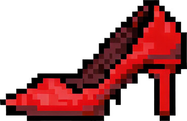 A red high heel pixel block