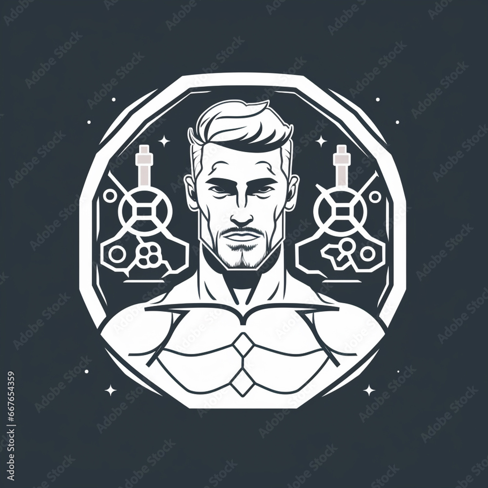 Aufkleber The image is a line art icon that provides a detailed depiction of the molecule Testosterone, incorporating specific chemical structures and symbols to represent this hormone...