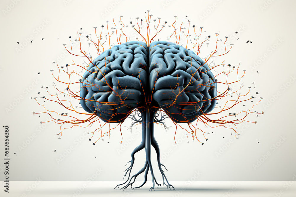 Aufkleber An outline of a brain, depicted in a minimalist style, symbolizing intelligence and cognitive functions.