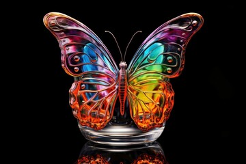 Mesmerizing Glass butterfly. Crystal nature animal. Generate Ai