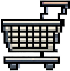Shopping cart in pixel art