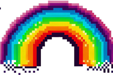 Rainbow in the pixel art.