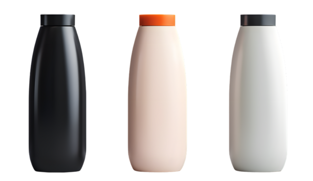 Empty cosmetic bottles mock up  isolated on transparent background