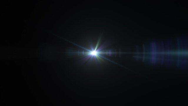 Loop abstract glow multicolored star optical lens flare shine light animation on black background
