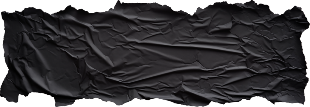 torn piece of black paper on a transparent background