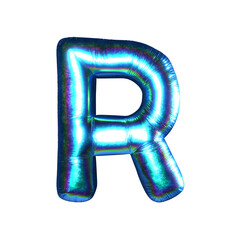 玉虫色のバルーンの文字R。