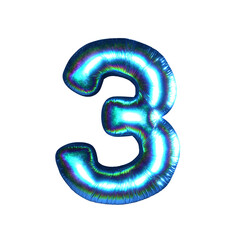 玉虫色のバルーンの文字。数字の3。